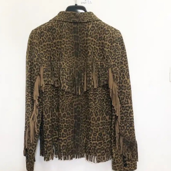 Vintage! Rare! New! ๐St.Laurent Leopard Fringe Curtis Jacket Sz. 38 NWT ๐๐ - Picture 7 of 16